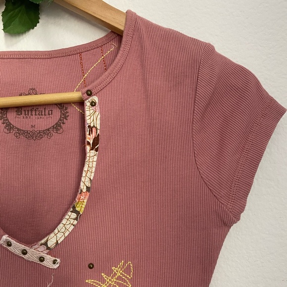 SOLD    Buffalo • Blush Pink Ribbed Patchwork Tee - Picture 3 of 11